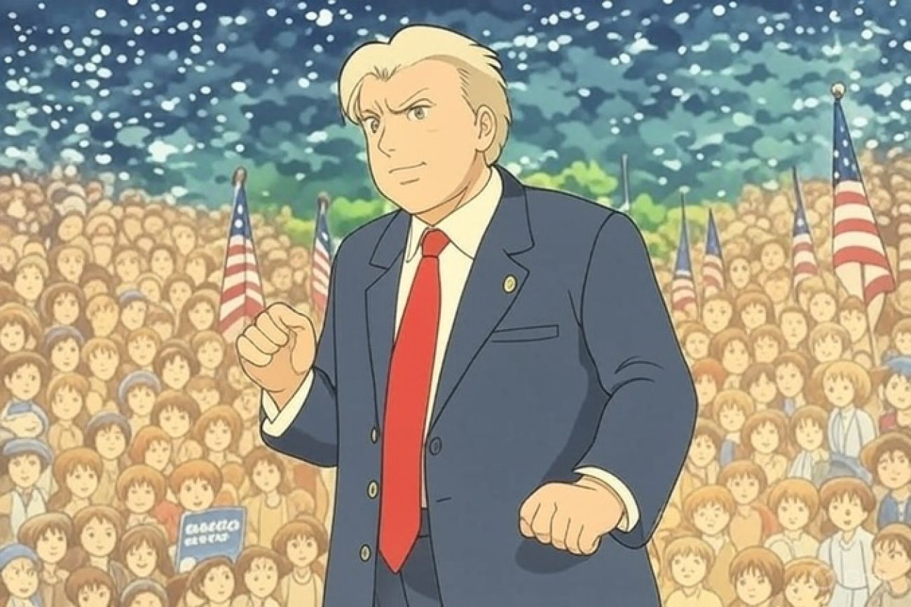 El presidente de Estados Unidos, Donald Trump al estilo Studio Ghibli | Foto: Grok